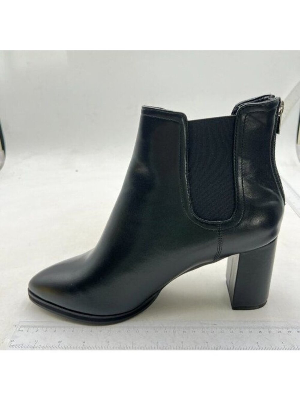 Women's Chunky Heeled Ankle Boots | Pointed Toe Stacked Block Heel Booties Black